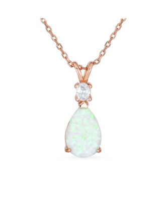 Women's Infinity Teardrop Opal Pendant Necklace Rose Gold Plated Sterling Silver
