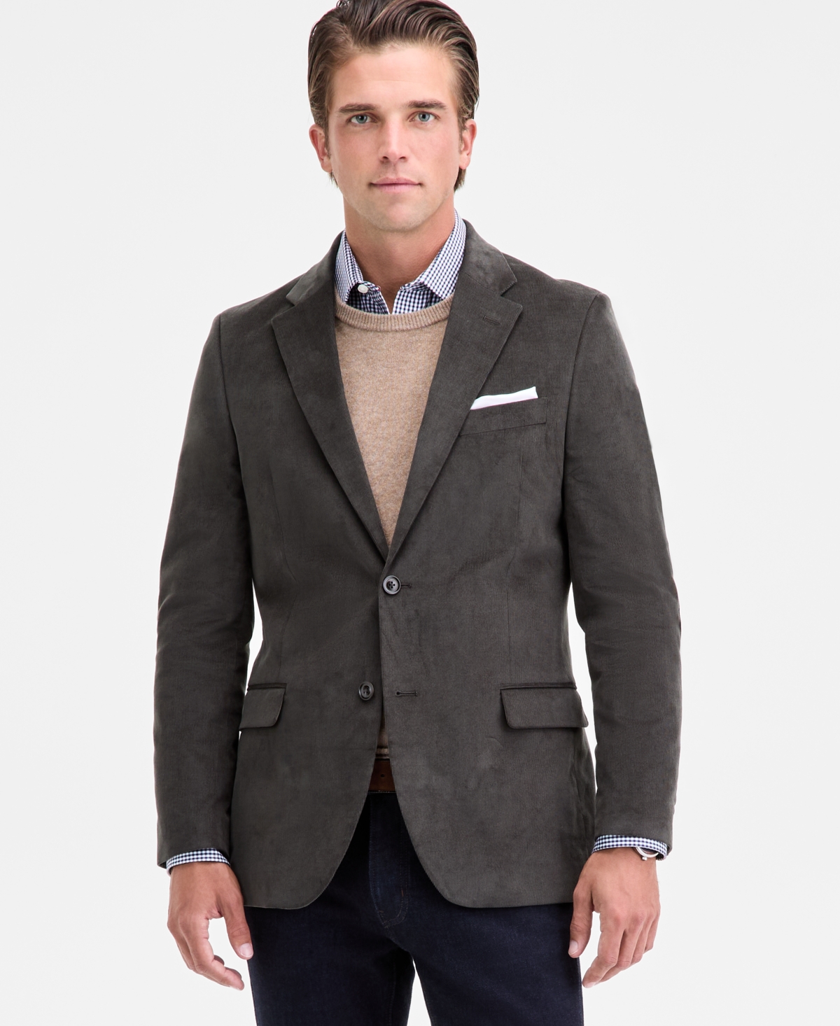 Nautica Men's Modern-Fit Solid Stretch Corduroy Elbow Patch Sport Coat