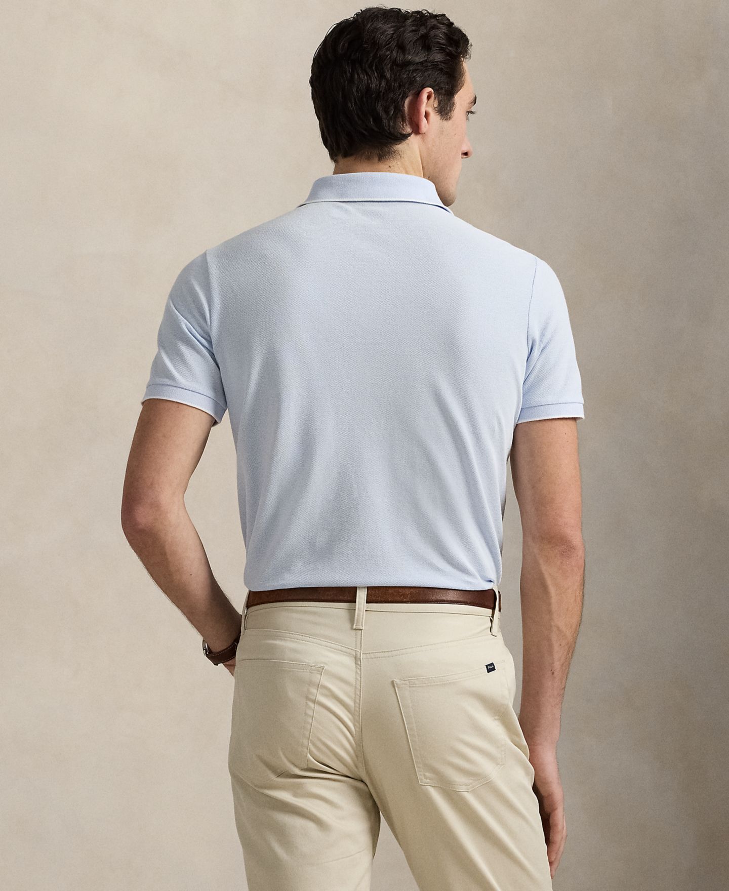 Мужское поло Polo Ralph Lauren Classic-Fit Stretch Oxford Mesh Polo Shirt, цвет: Синий разноцветный — фото 4