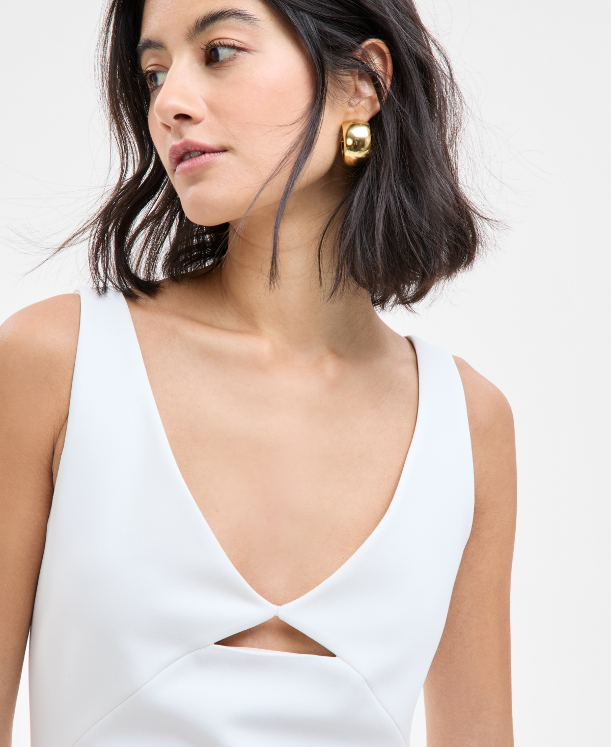 HUGO BOSS WOMEN'S SLEEVELESS CUTOUT MIDI BODYCON DRESS 