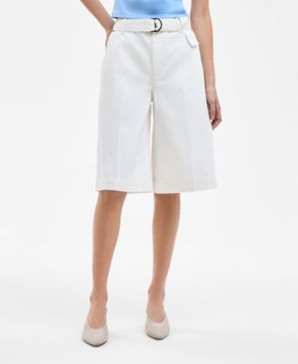 Women's Cotton High-Rise Denim Bermuda Shorts