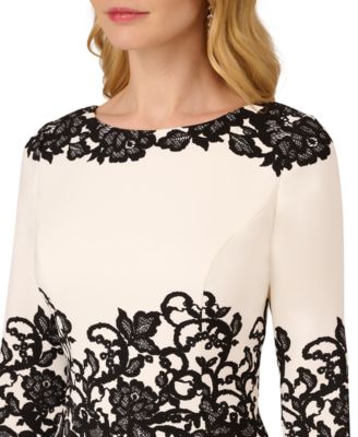 Women's Scroll Lace 3/4-Sleeve Sheath Dress