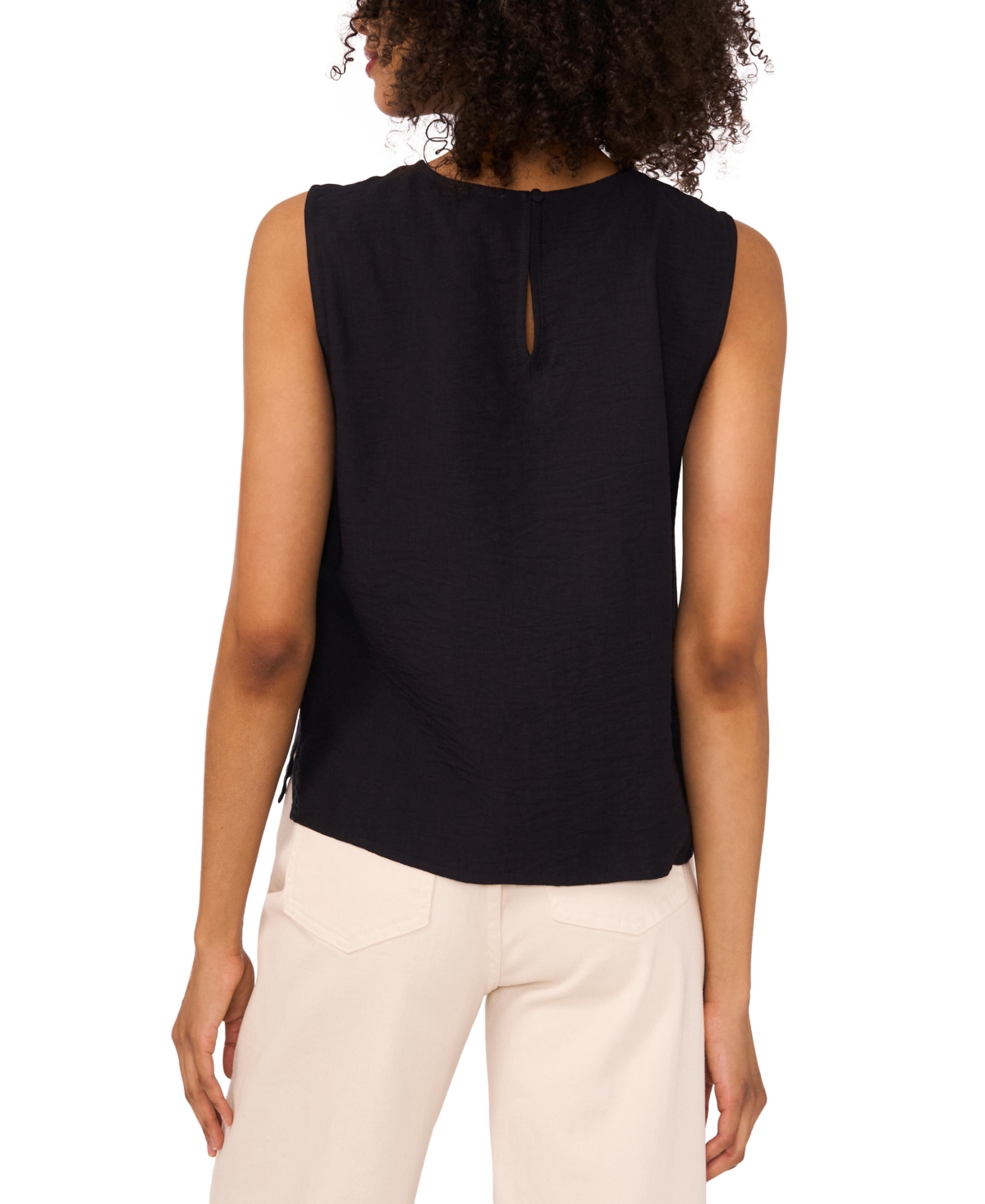 Shop Vince Camuto Women's Embroidered Sleeveless Top In Rich Black