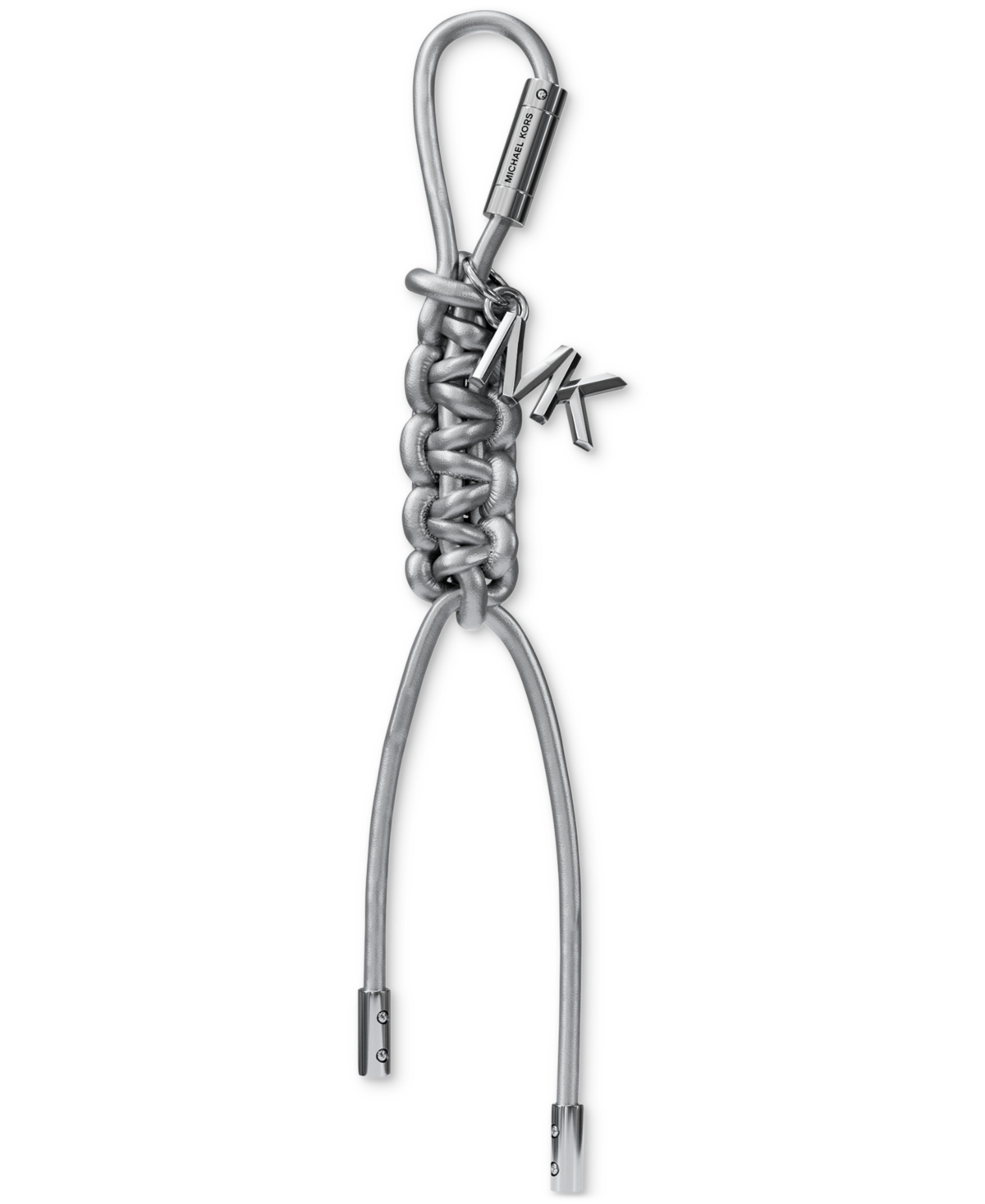 Michael Kors Silver-tone And Metallic Braided Cord Bag Charm In Neutral