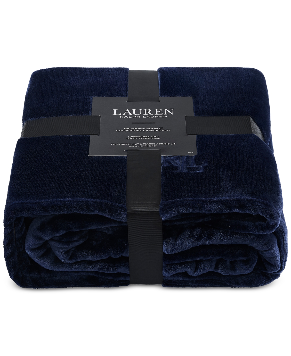 Ralph Lauren Micromink Plush Blanket, King In Navy