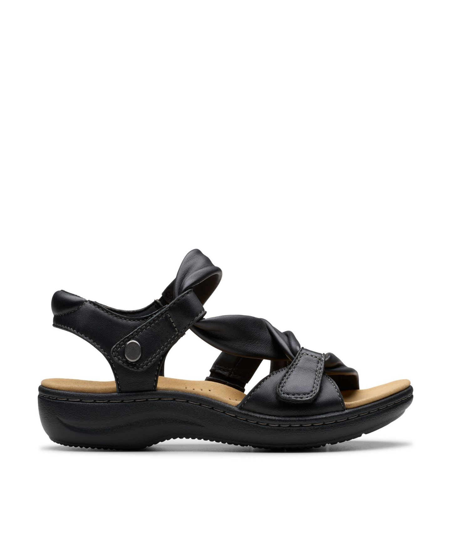 Женские сандалии Clarks Collection Laurieann Bell Round Toe Flat, цвет: Чёрный кожаный — фото 2