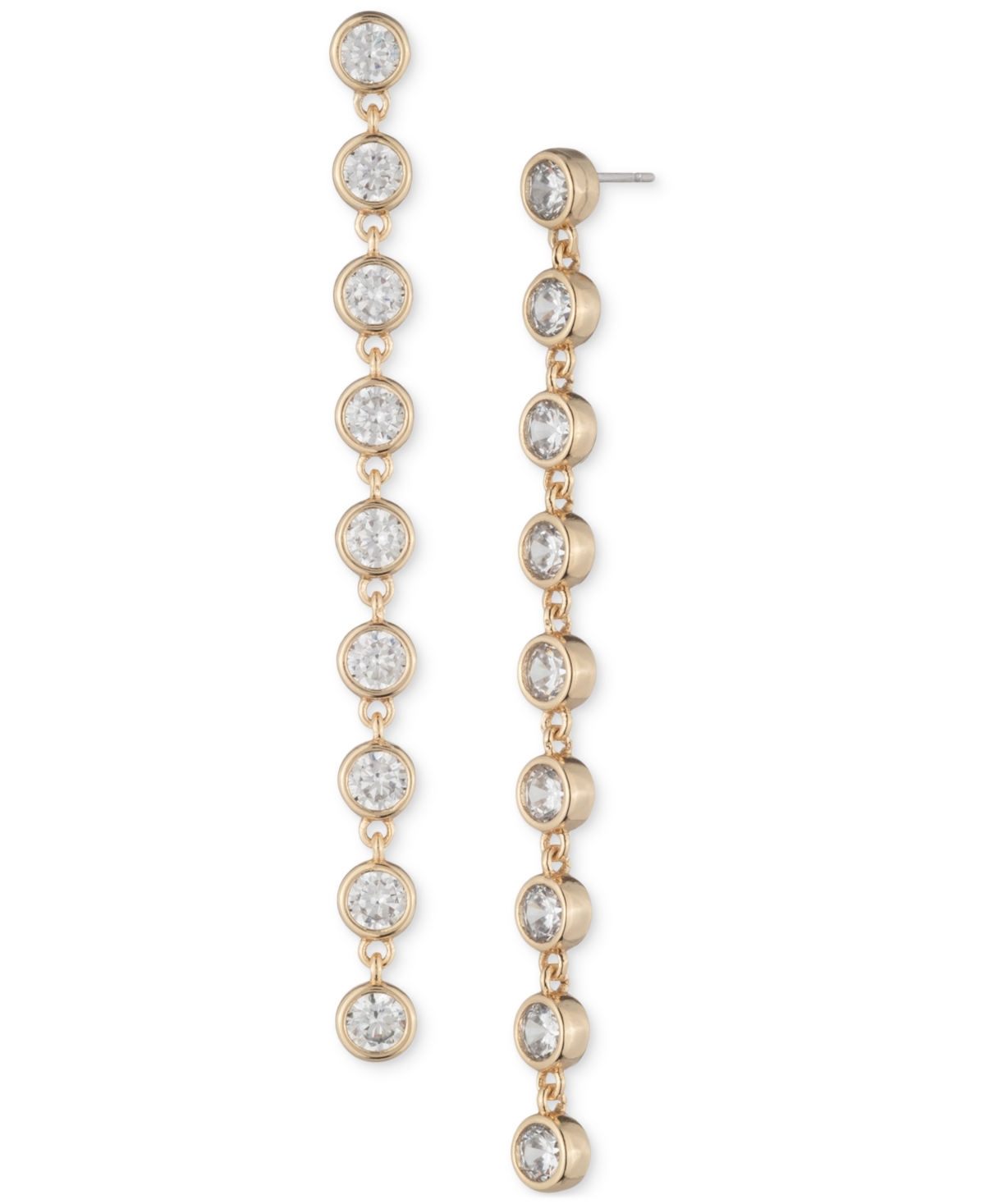 Ralph Lauren Cubic Zirconia Linear Drop Earrings In Gold