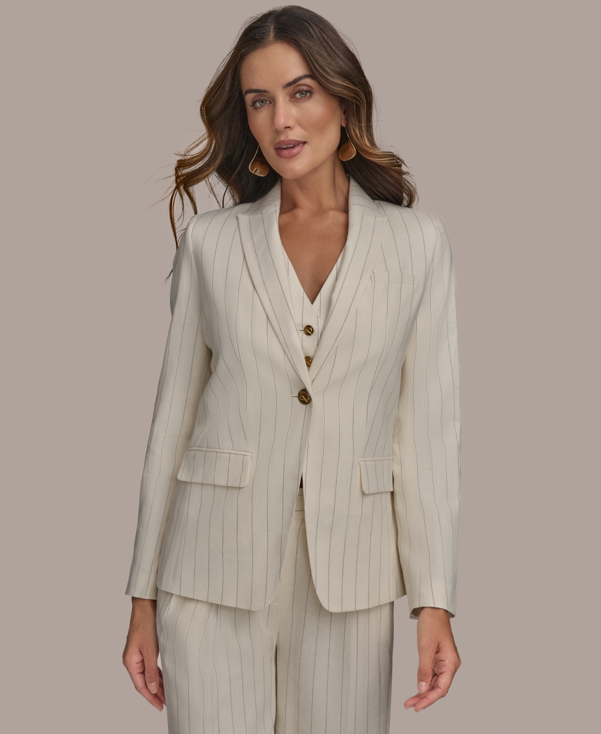 Donna Karan Women's Pinstriped Blazer, Regular & Petite