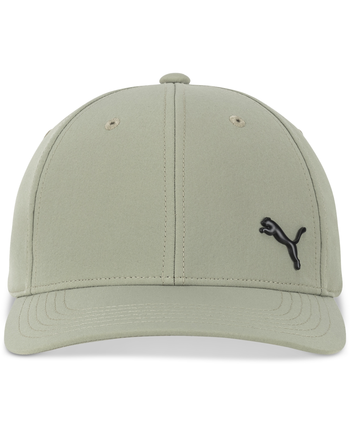 Puma Men's Alloy Solid Color Cat Logo Stretch Fit Cap In Med Green