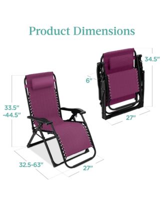 Oversized Zero Gravity Chair, Folding Recliner w/ Removable Cushion, Side Tray