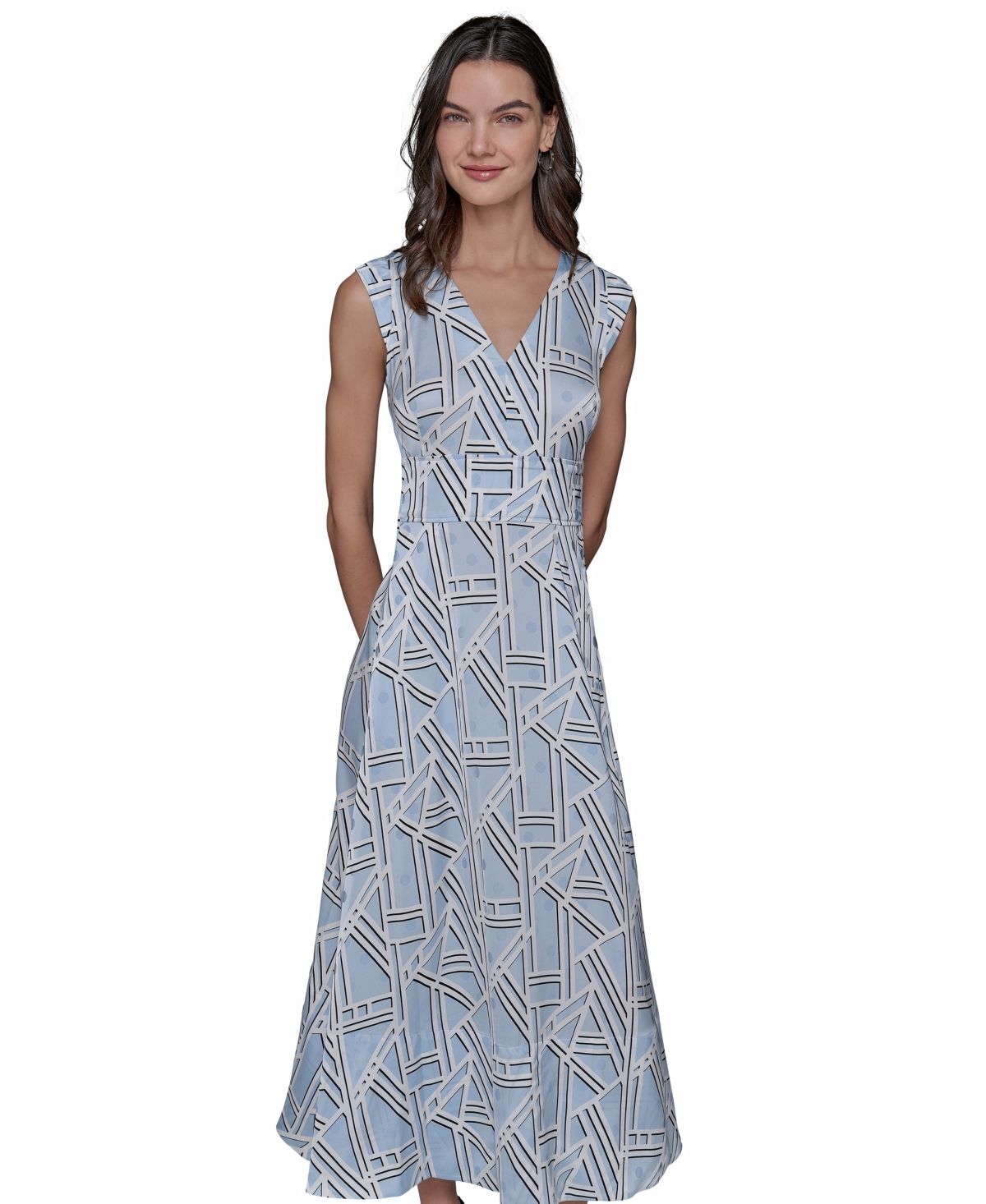 Shop Karl Lagerfeld Women's Printed Maxi Dress In Chambray Blue