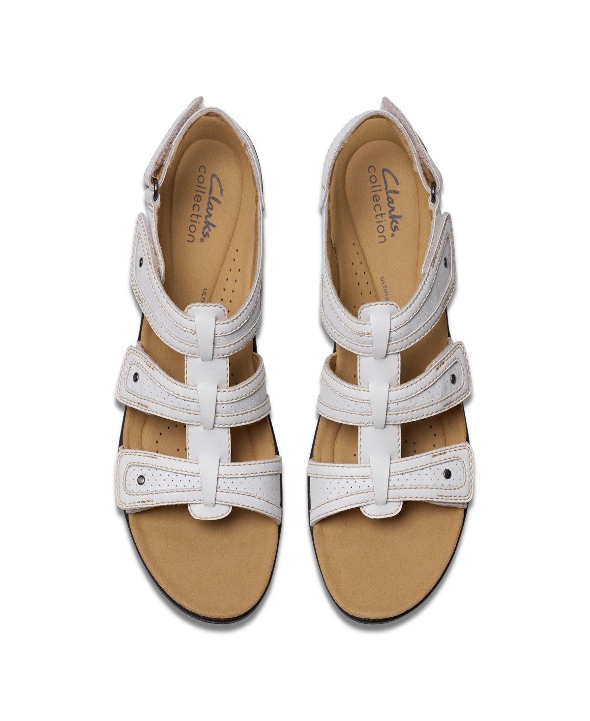 Clarks Women's Collection Laurieann Ivy Rip Tape Sandals In White Leather