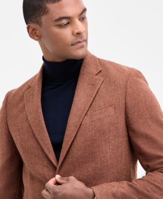 Men's Modern-Fit Solid Herringbone Tweed Sport Coat
