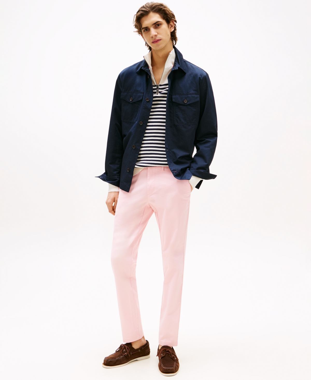 Shop Tommy Hilfiger Men's Th Flex Stretch Slim-fit Chino Pants In Pink Shade