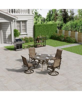 48-inch Powder Coated Cast Aluminum Outdoor Dining Table with Umbrella Hole