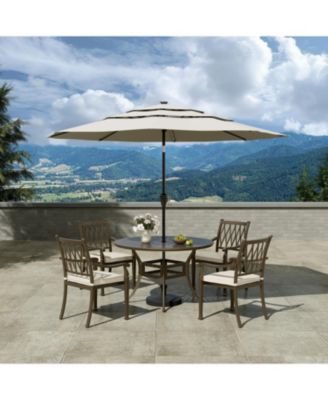 48-inch Powder Coated Cast Aluminum Outdoor Dining Table with Umbrella Hole