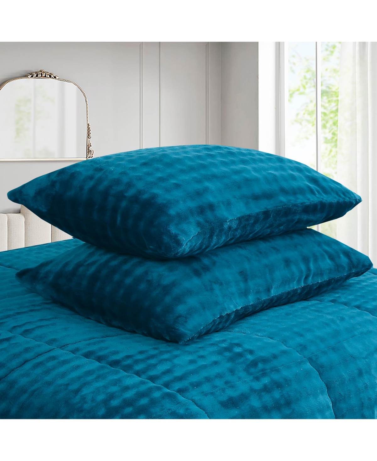 MarCielo Soft Flannel Bubble Comforter Set, 3-Piece Set – Fluffy Ultra Cozy, Warm, and Plush with 2 Pillowcase,King