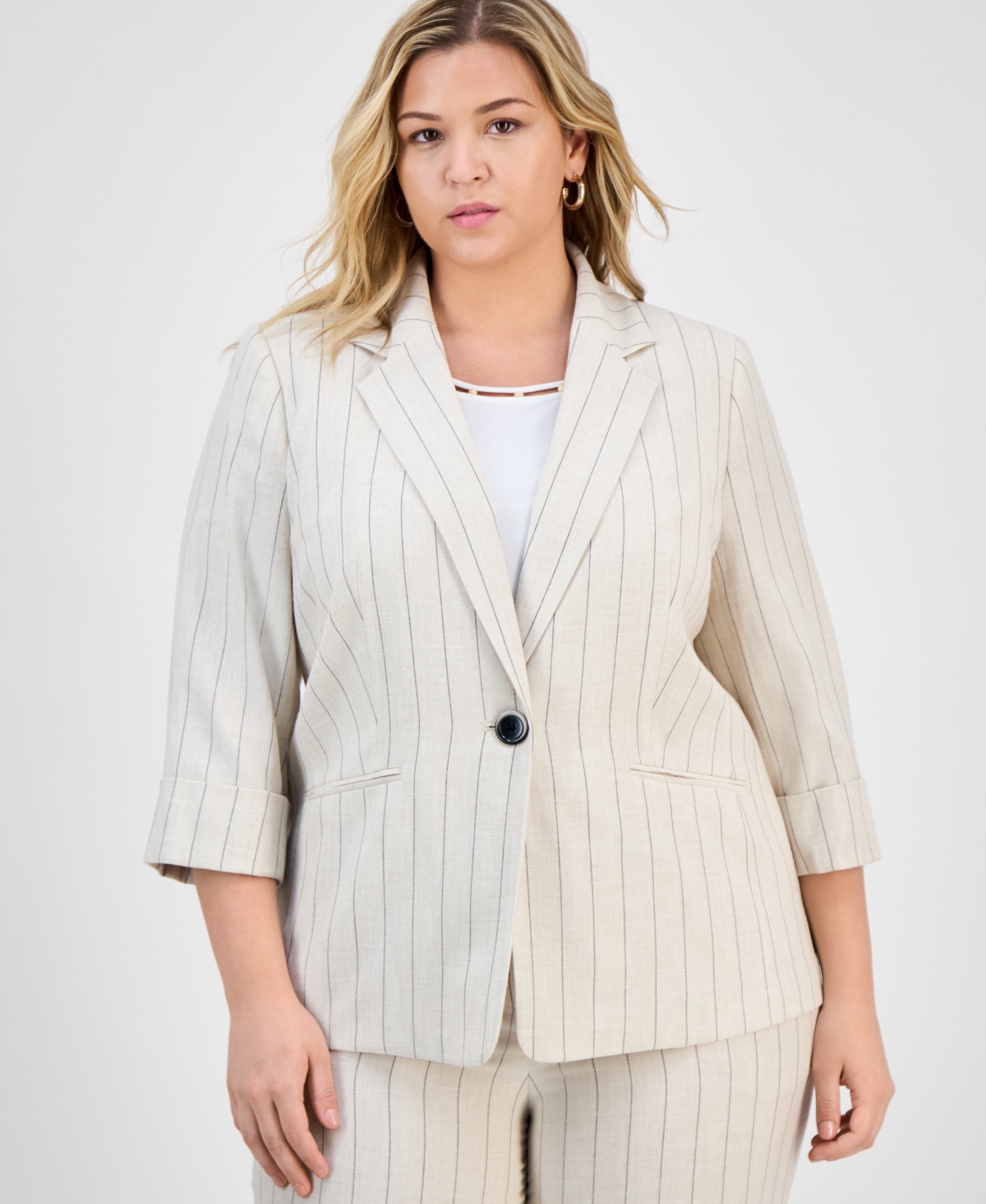 Kasper Plus Size Notch-collar Single-button Jacket