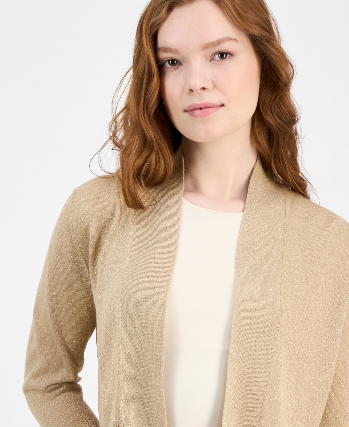 Kasper Women's Kissing-front Cropped Shrug Cardigan