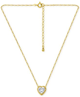 Cubic Zirconia Heart Pendant Necklace, 16" + 2" extender, Exclusively at Macy's
