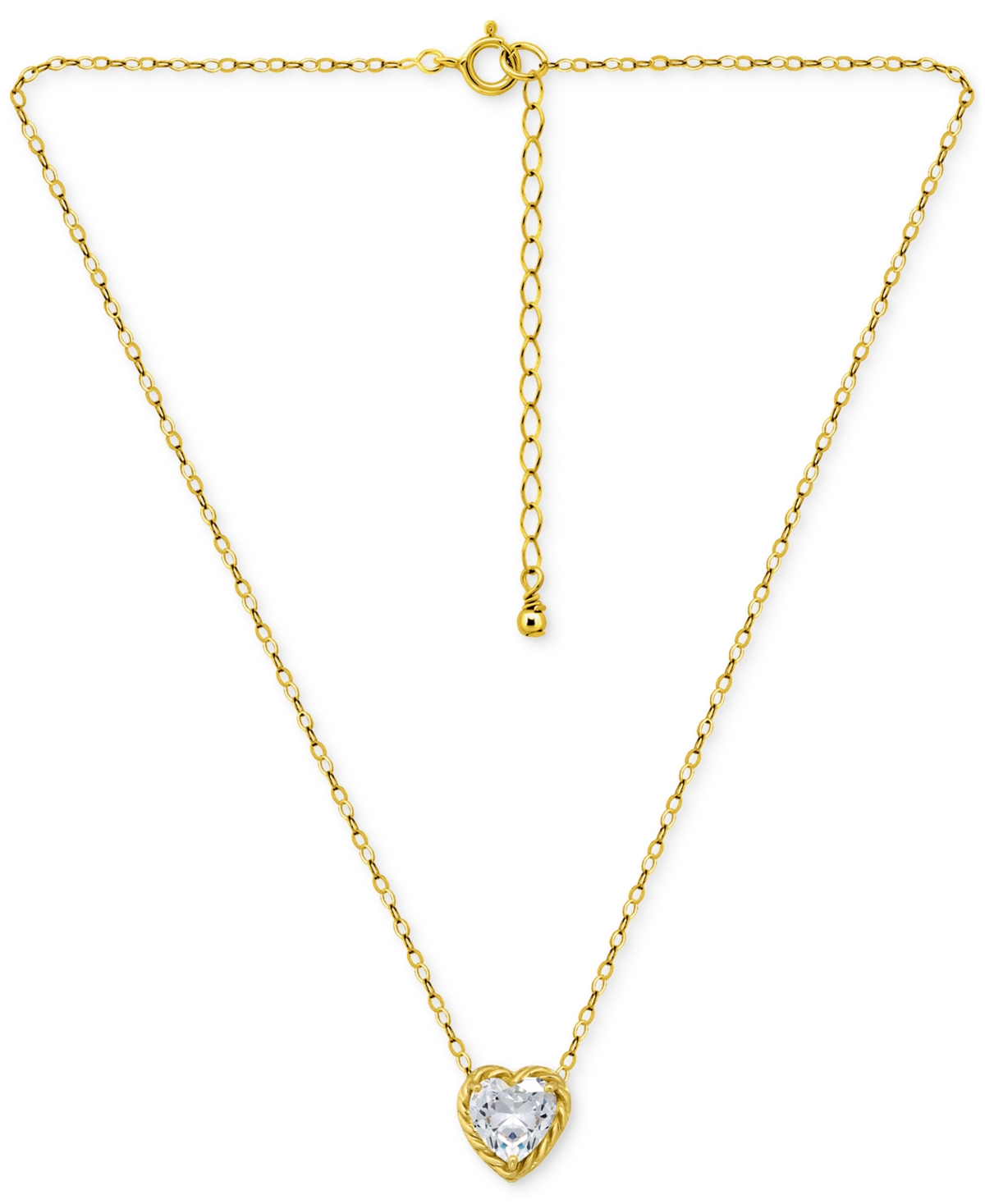Giani Bernini Cubic Zirconia Heart Pendant Necklace, 16" + 2" Extender, Exclusively At Macy's In Gold