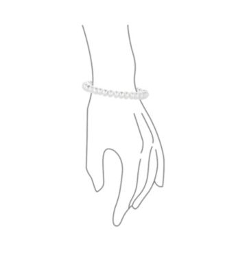 Traditional 5MM White Freshwater Pearl Strand Bracelet 18K Gold 6.5-8.5"