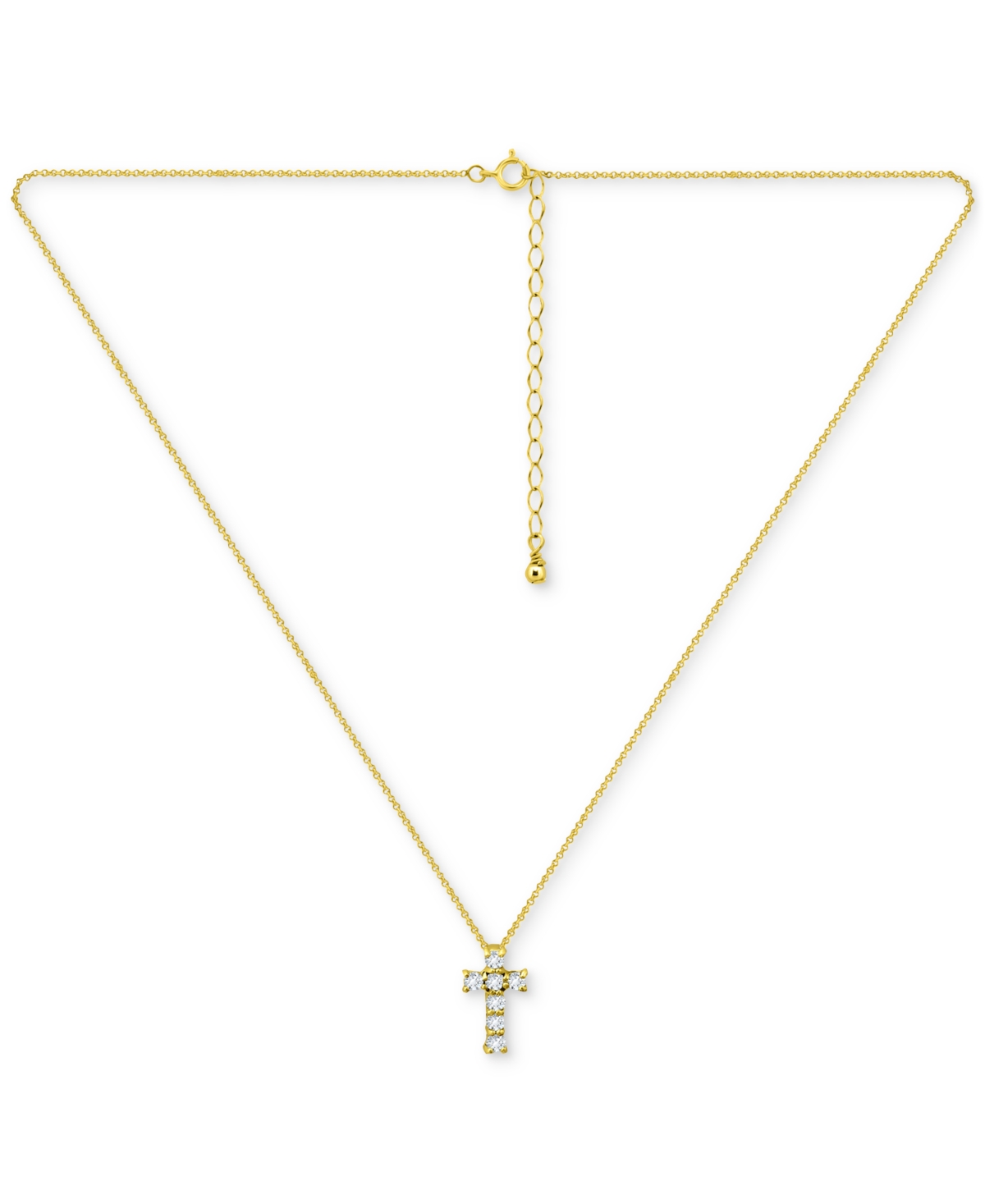 Giani Bernini Cubic Zirconia Cross Pendant Necklace, 16" + 2" Extender, Exclusively At Macy's In Gold