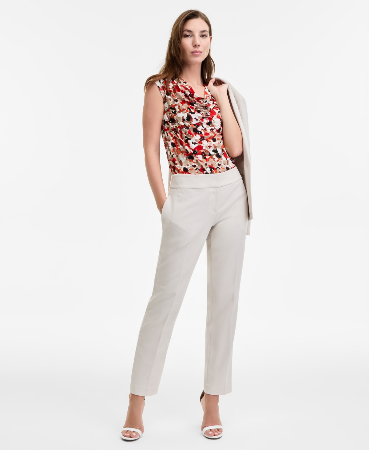 Kasper Women's Printed Cowlneck Top, Regular & Petite