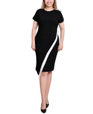 Petite Short Sleeve Asymmetrical Hem Dress