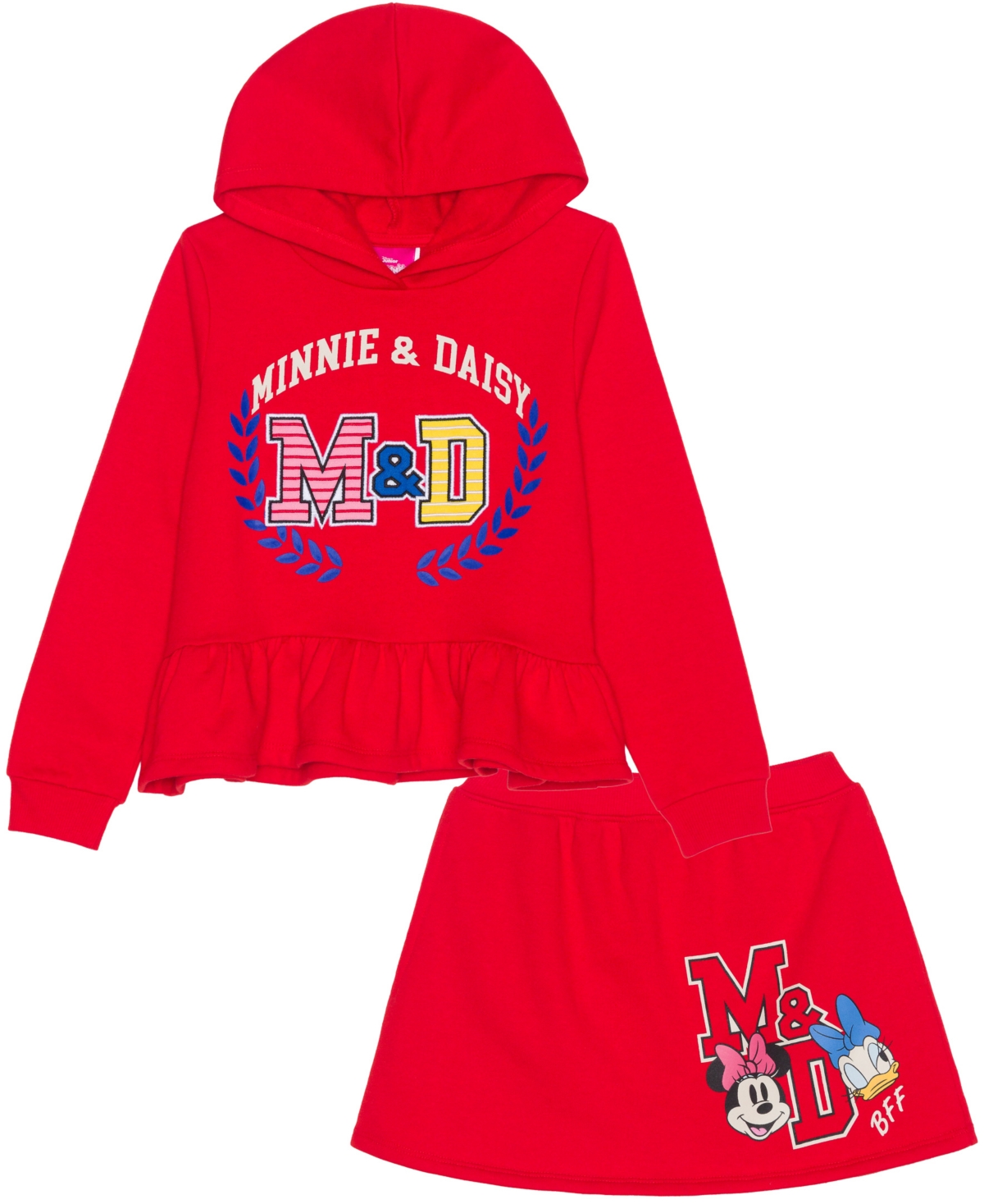 Disney Toddler And Little Girls 2-piece Minnie Daisy Long Sleeve Top And Skirt Set In Red