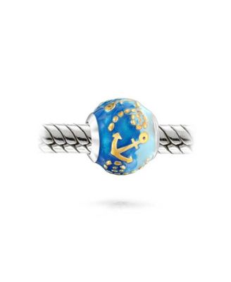 Tropical Ocean Waves Anchor Charm Bead Plated Bracelet