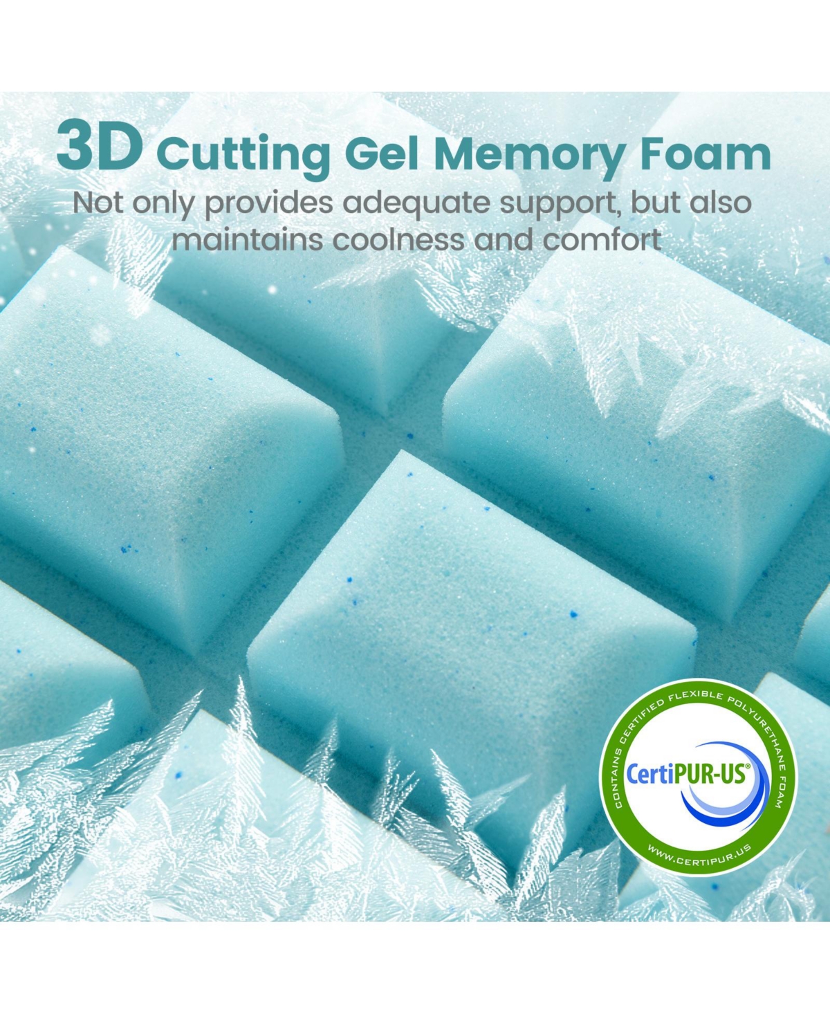 Set of 2 Gel Memory Foam Pillow 3D Cutting Air Flow Cooling Pillows with Pillowcase