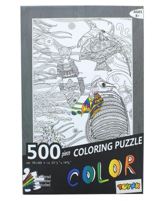 Fish 500 Piece Coloring Jigsaw Puzzle + 6 Markers
