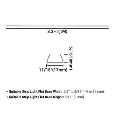 3.3" Plastic U Channel System 20PCS DEL-M011M for 9/16"W Warm White Rope Light Models DEL-D50W,DEL-D100W,DEL-D150W