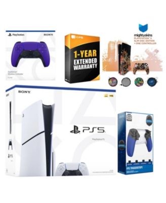 Playstation 5 Slim Disc with Extra Controller, Trigger Stop Kit and MightySkins Decal Voucher + 1 Year CPS Extended Warranty