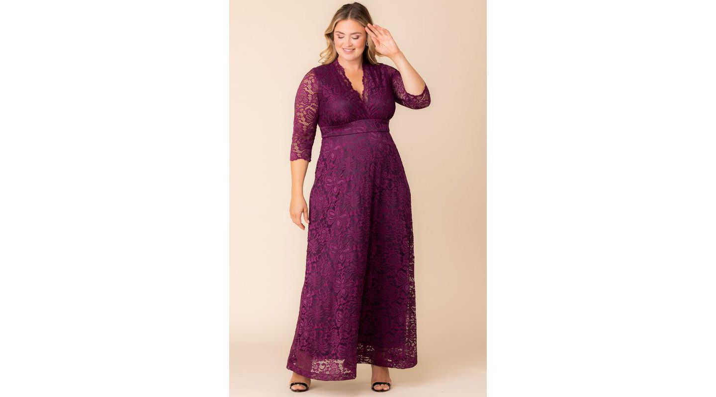 Женское платье Kiyonna Plus Size Maria Lace Evening Gown, цвет: Ягодный — фото 6