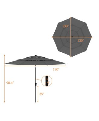 11 ft. Outdoor Patio Market Beach Umbrella with 3-Tier Vented Canopy, With 8 Heavy-Duty Ribs & Crank Tilt in Blue