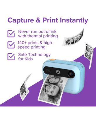 New Camera Insta 20 (Blue) Kids Instant Print Digital Camera with 16MP Photo, 1080P Video, Selfie Lens, Thermal Ink-Free Printing, Support MicroSD Card