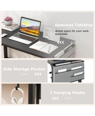 48 Inch Mobile Computer Workstation with 4 Smooth Casters