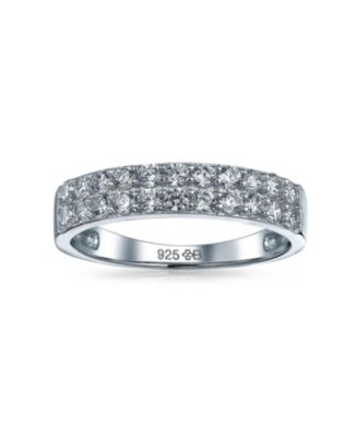 Micro Pave Cubic Zirconia CZ Stackable  Band Ring .925 Sterling Silver 3MM