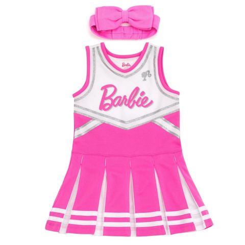 Детский комплект Barbie «Чирлидер»: платье и бант для девочек, цвет: Розовый / Белый
