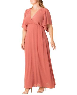 Plus Size Carmella Flutter Sleeve Gown