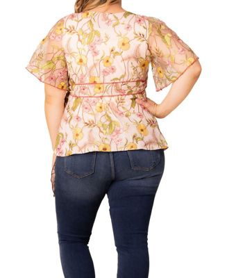 Plus Size Rosalie Embroidered Wrap Top