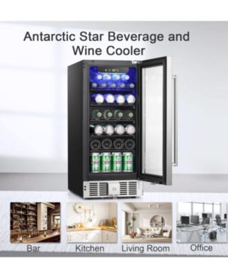 2.9 CuFt Beverage Cooler, 115-Can, Quiet, Glass Door, Safety Lock, Stainless Handle