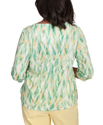 Women's Rise Shine Bright Textured Strokes Embellished Crew Neck Top