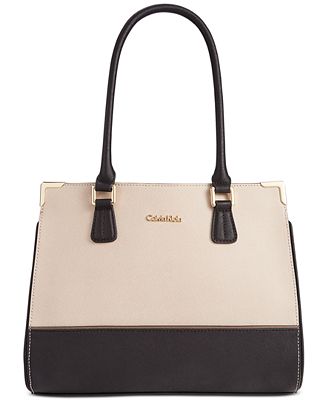 calvin klein saffiano leather satchel