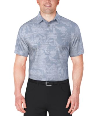 Men's Distressed Floral Print Polo Shirt