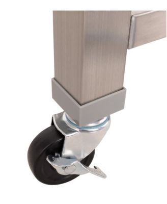 HOME Stainless Steel Worktable Cart with Solid Wood Top 