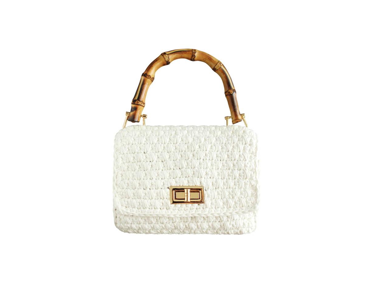Airmail Mini Crochet Handbag In White - White