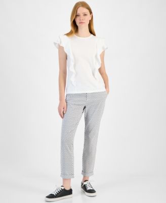 Women's Cotton Ruffled-Front T-Shirt